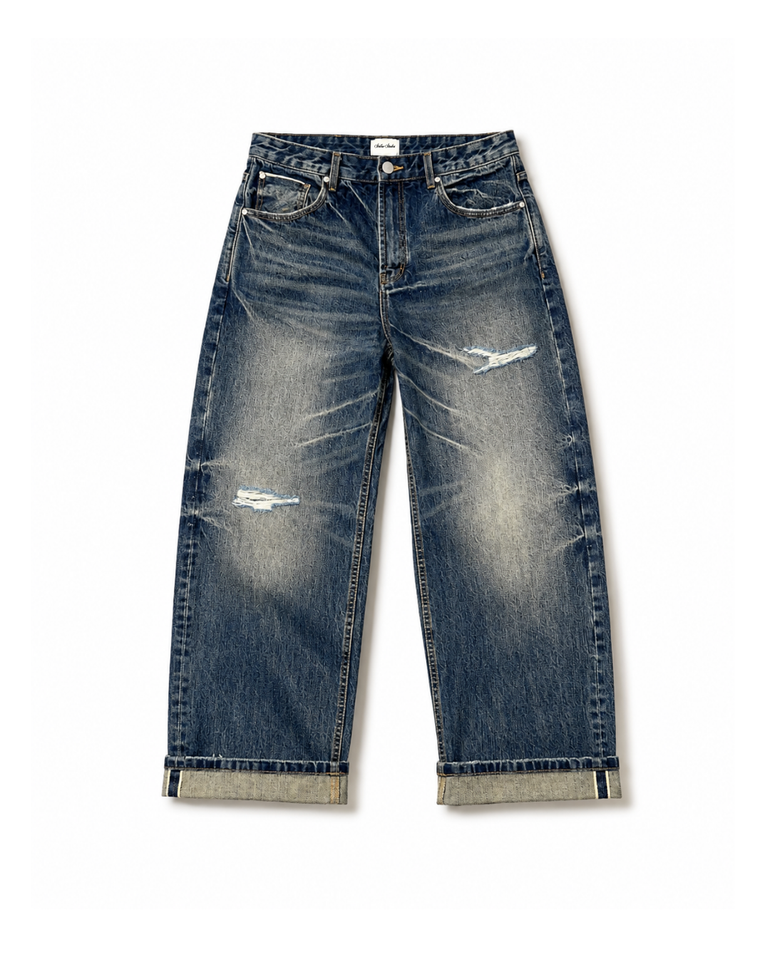 Ripped Folded Selvedge Jeans