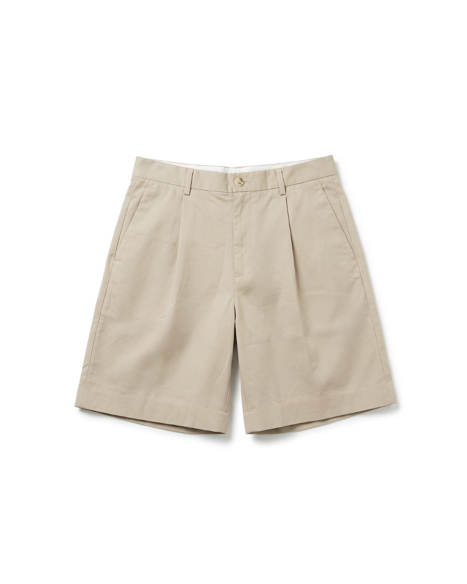Beige Pleated Shorts