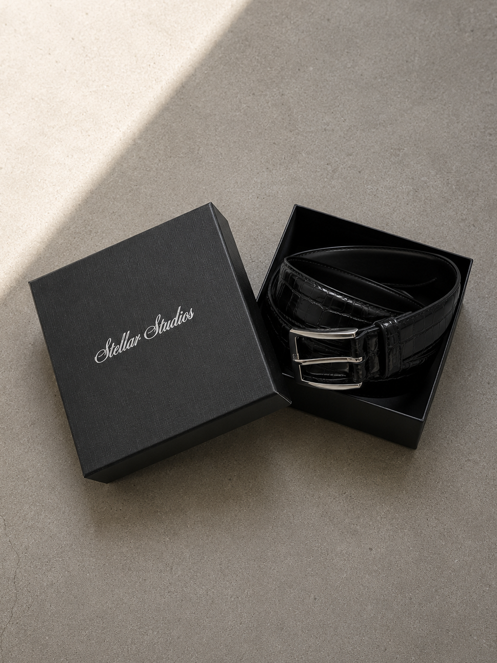 Black Croc Leather Belt (Authentic)