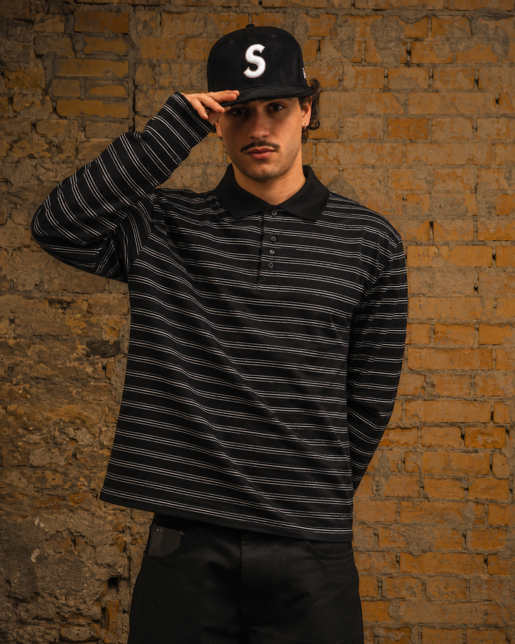 Black Striped Polo