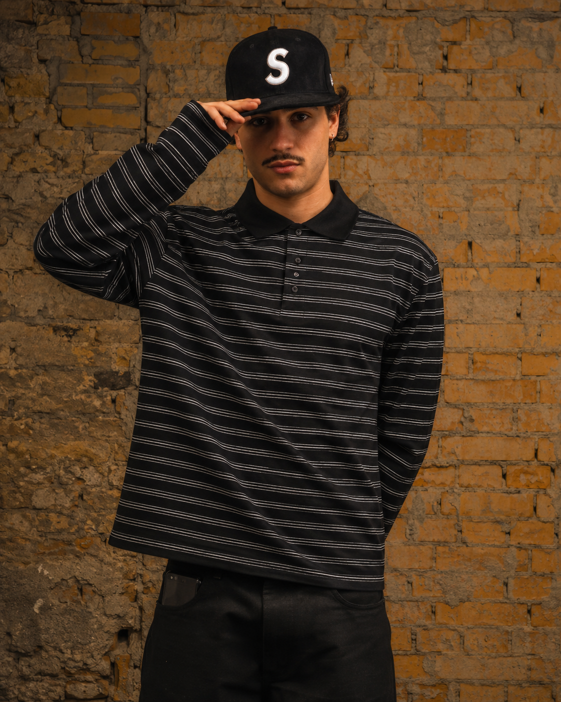 Black Striped Polo