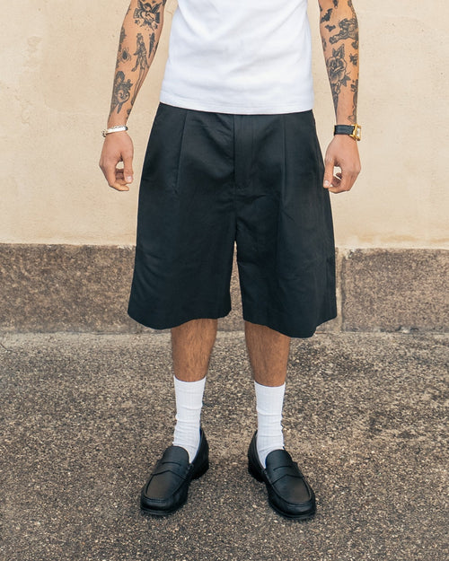 Black Pleated Shorts