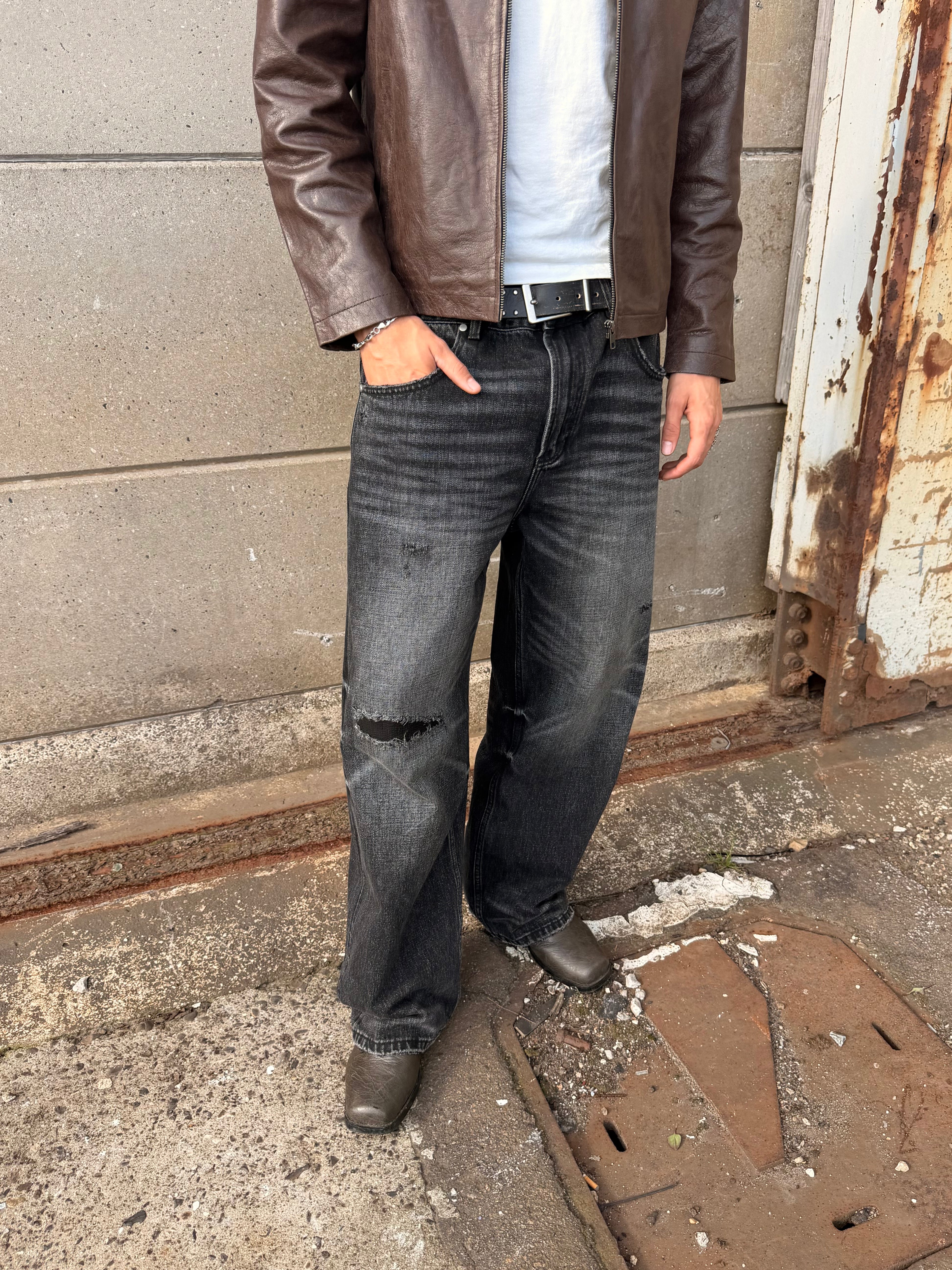 Black Distressed Selvedge Jeans