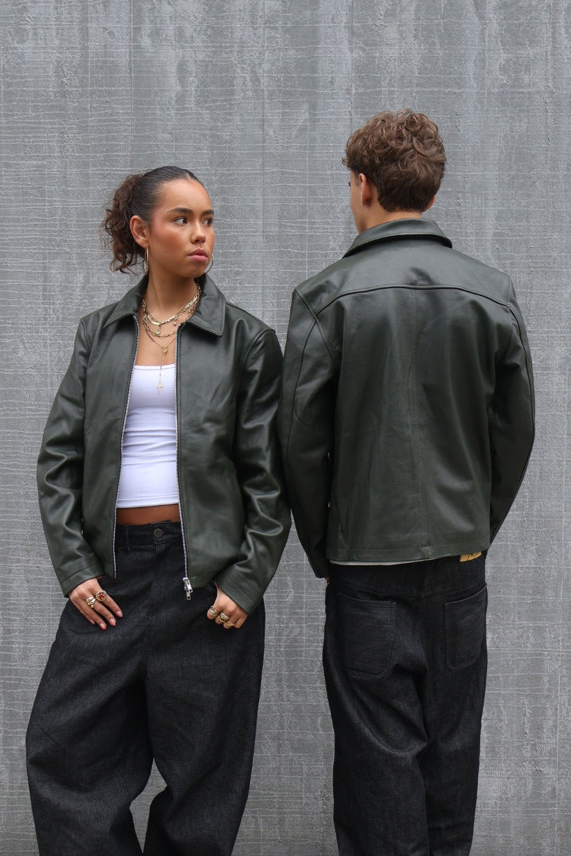 Green Leather Jacket (Authentic)