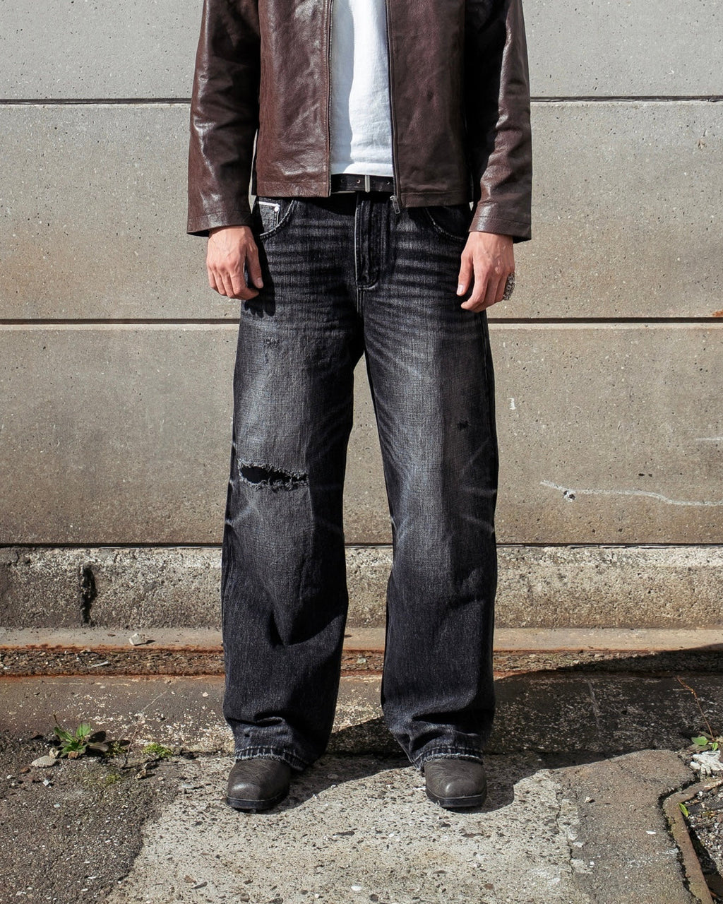 Black Distressed Selvedge Jeans