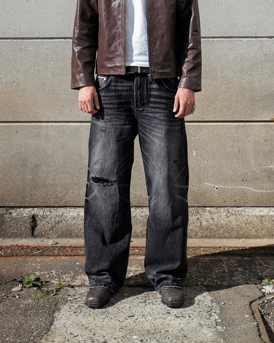 Black Distressed Selvedge Jeans