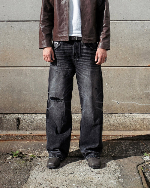 Black Distressed Selvedge Jeans