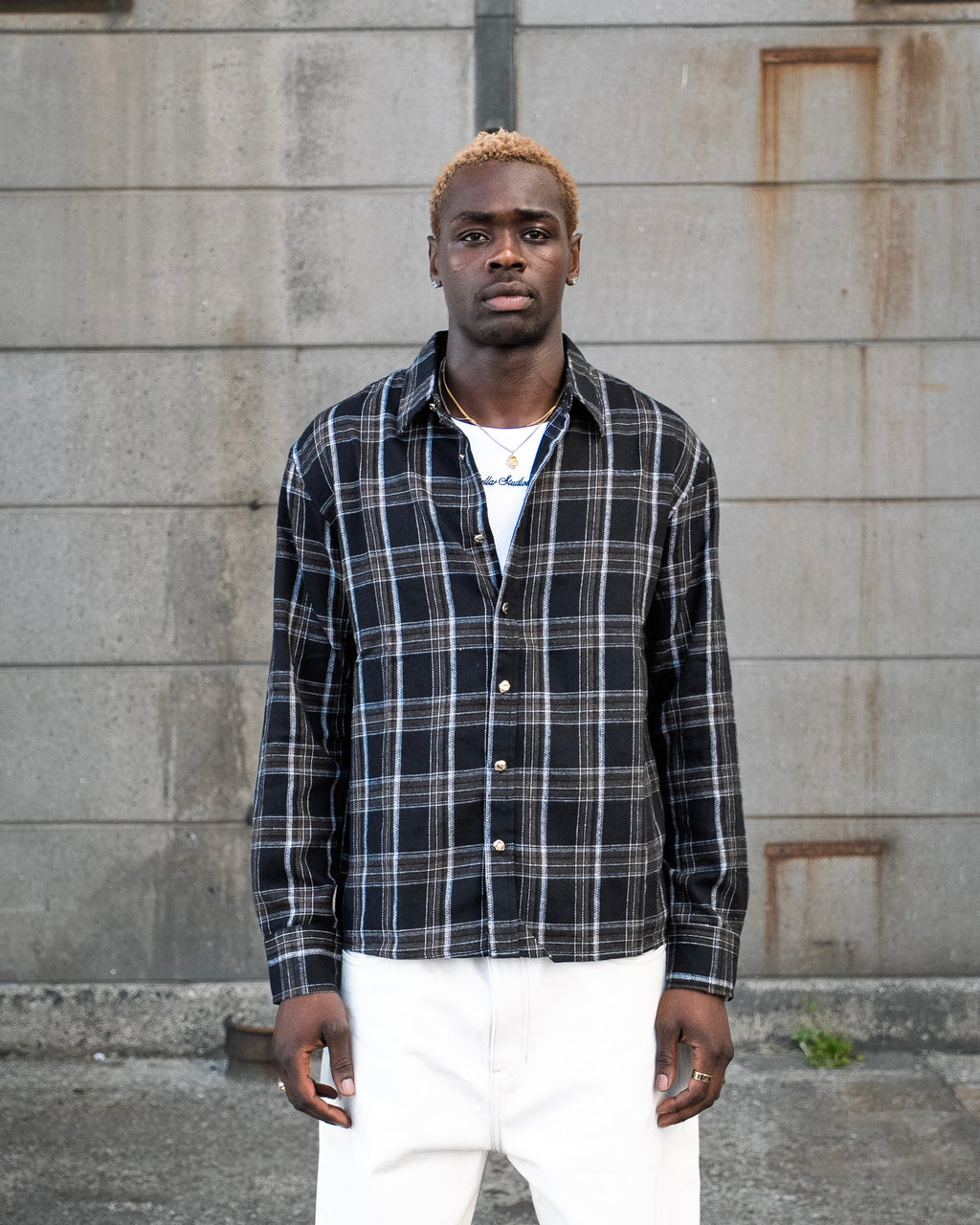 Black/brown checkered shirt