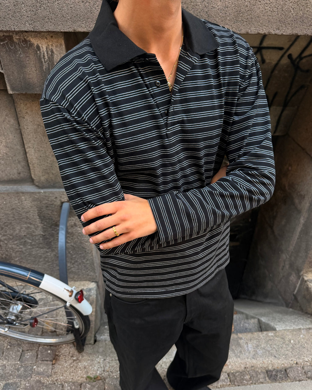 Black Striped Polo