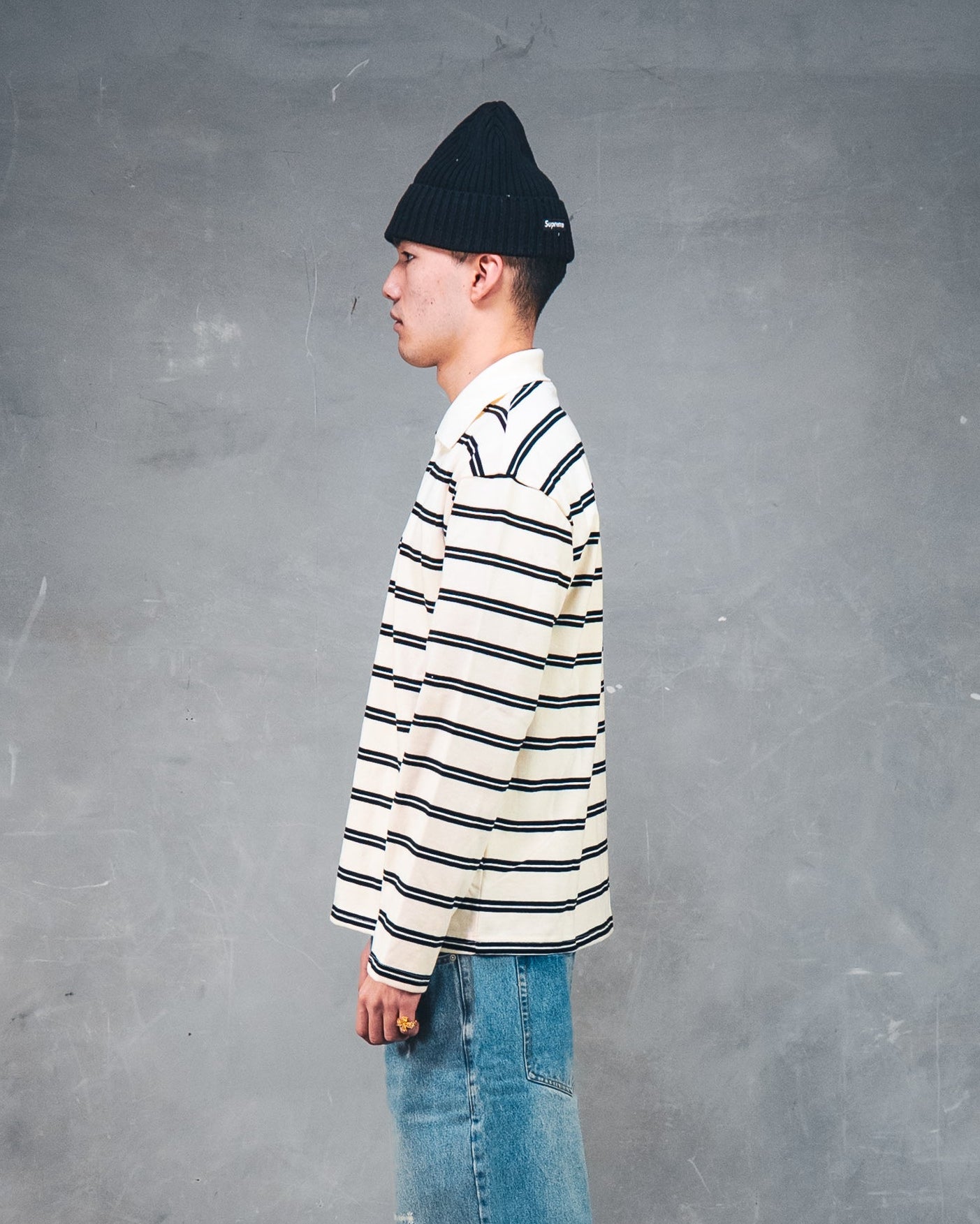 Creme Striped Polo