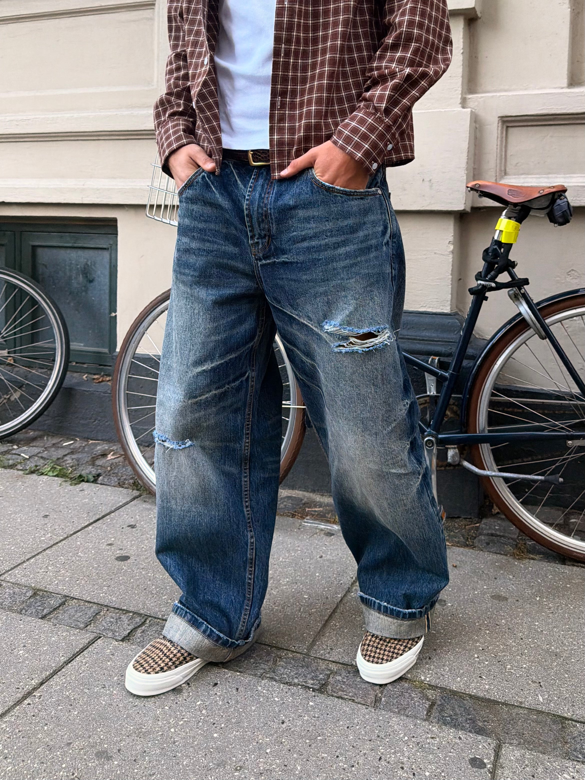Ripped Folded Selvedge Jeans