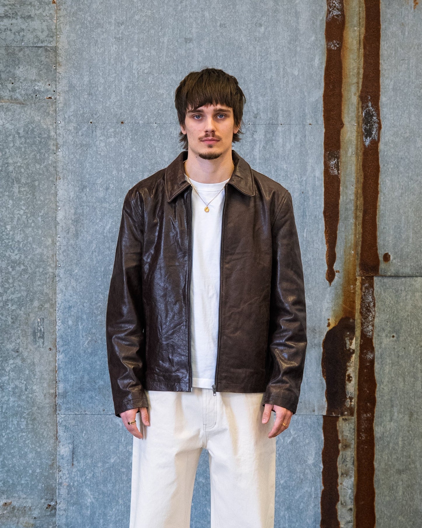 Brown Vintage Leather Jacket (Authentic)