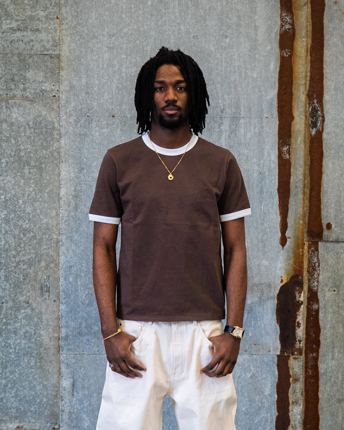 Brown/White T-shirt