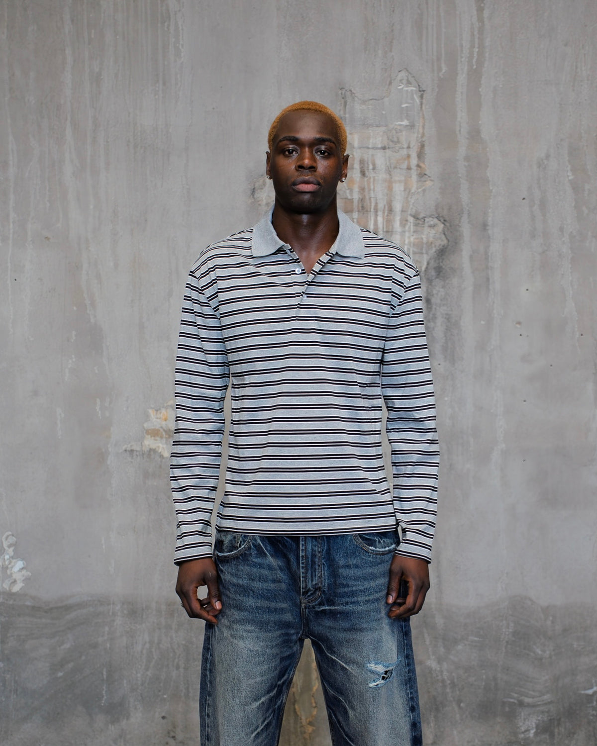Grey Striped Polo