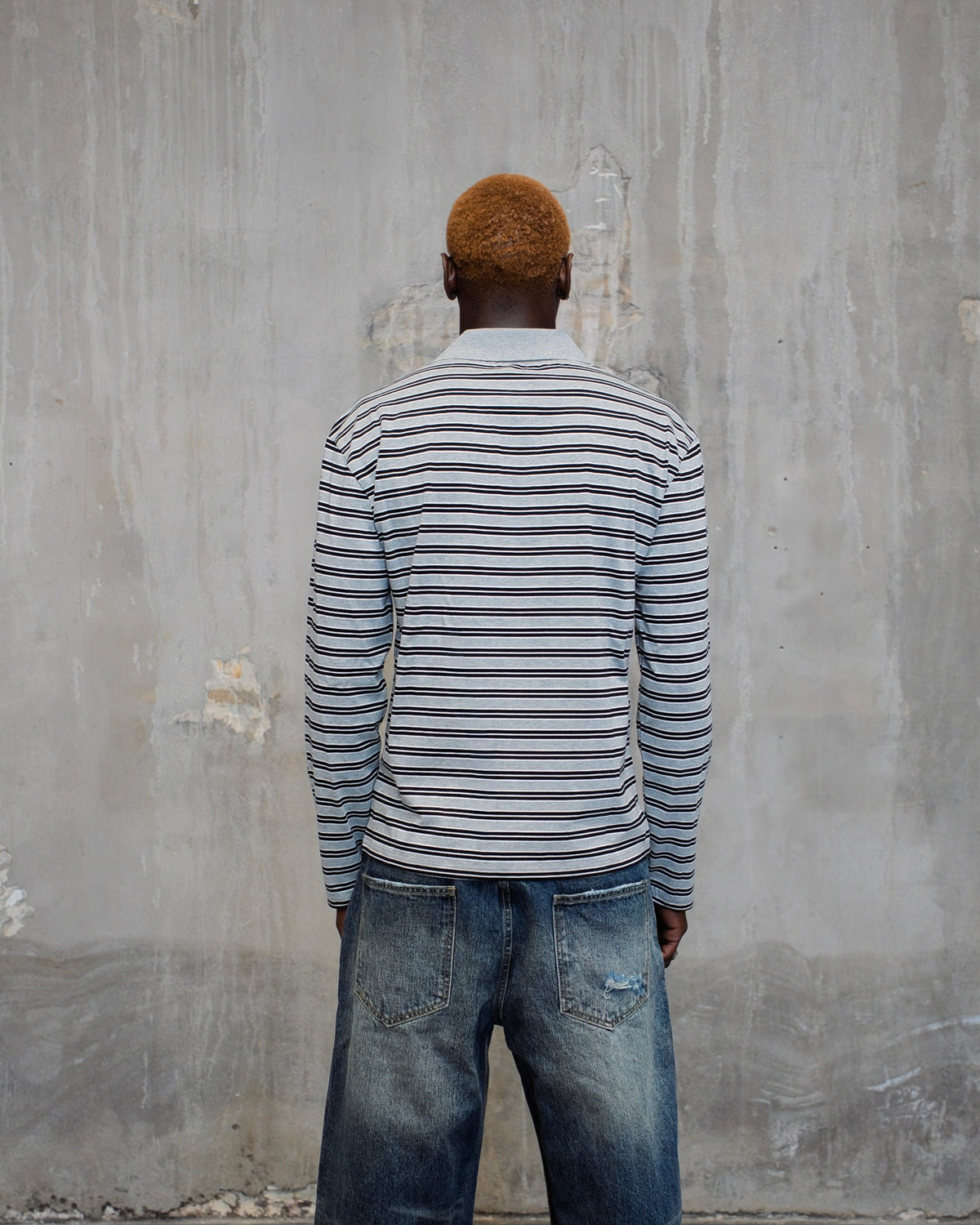 Grey Striped Polo