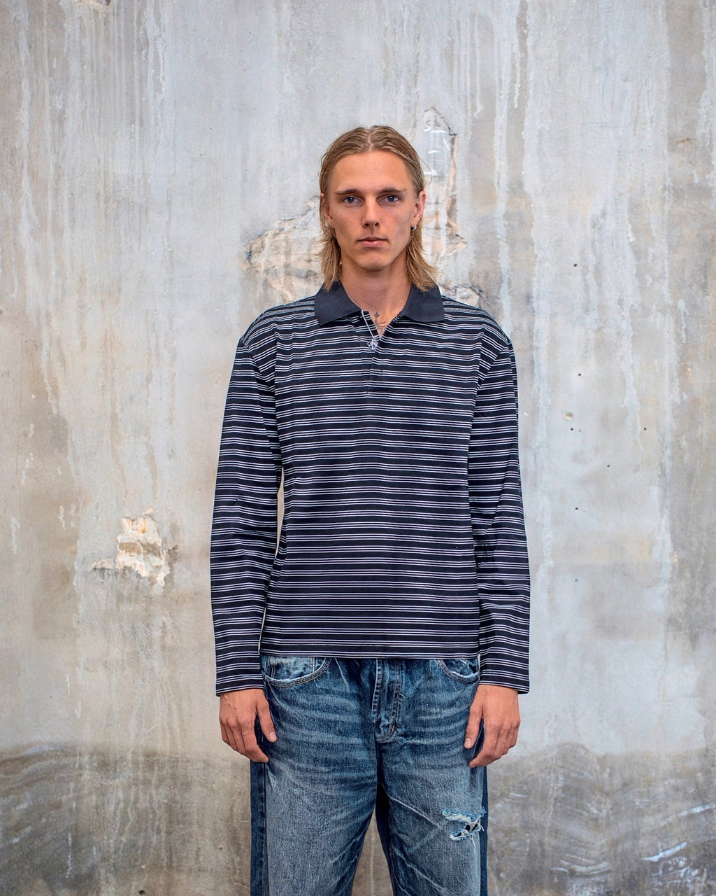 Black Striped Polo