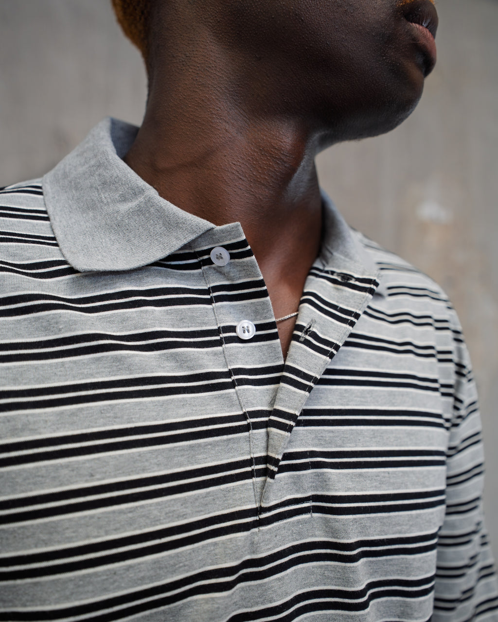 Grey Striped Polo