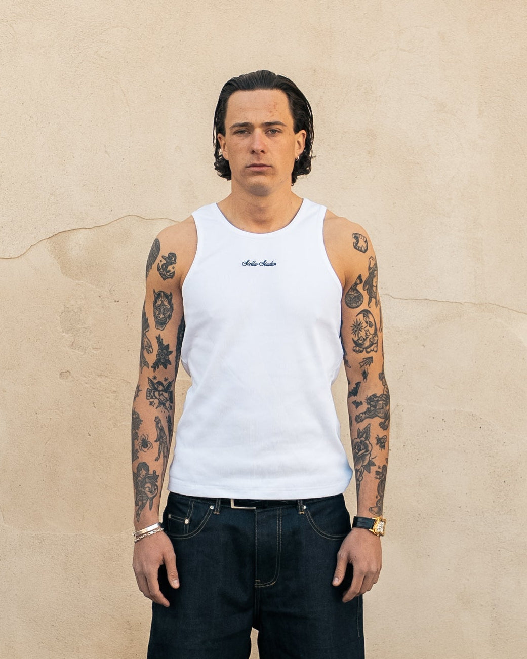 White Logo Tank Top