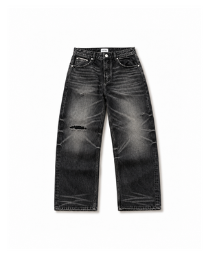 Black Distressed Selvedge Jeans