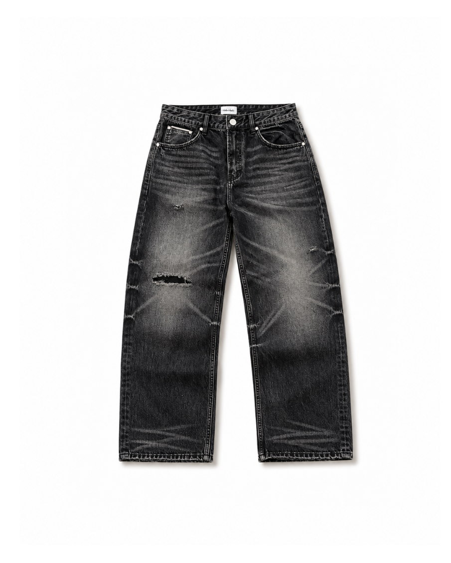 Black Distressed Selvedge Jeans