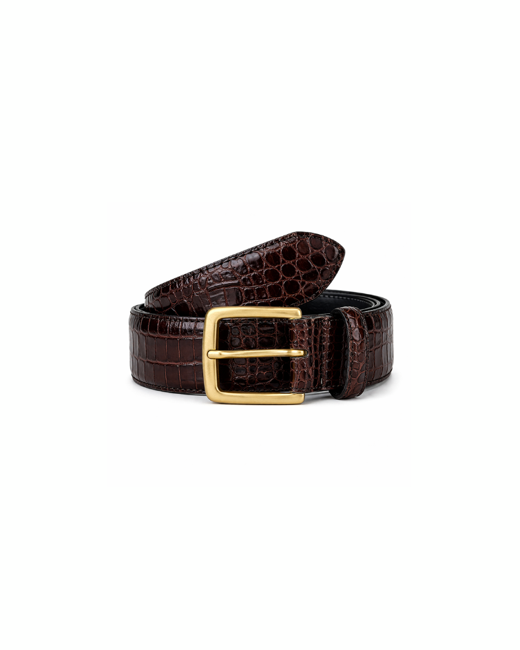 Brown Croc Leather Belt (Authentic)