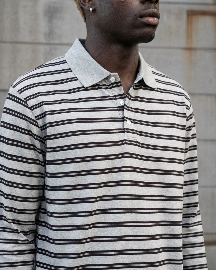 Grey Striped Polo